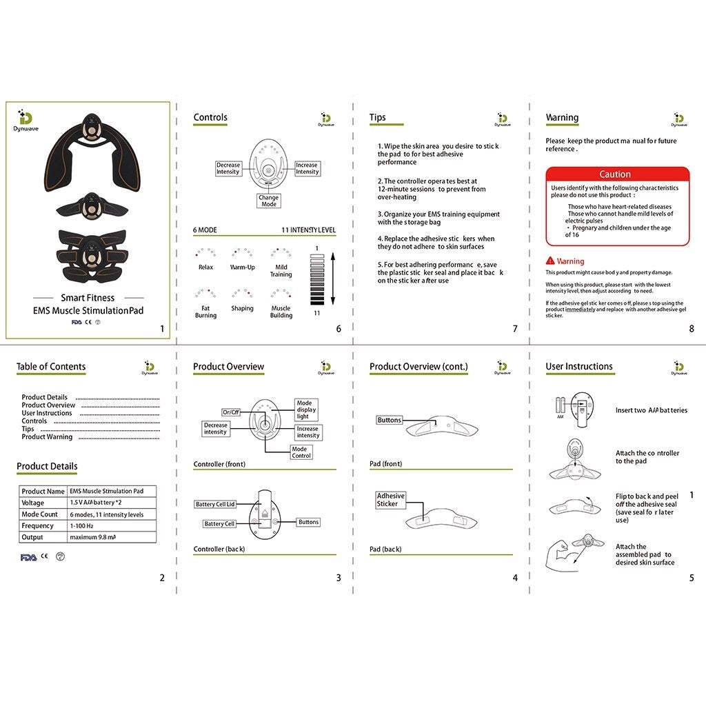 EMS Abdominal Muscle Stimulator device with control panel and usage instructions for muscle toning and fitness